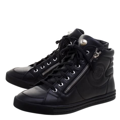 black chanel high top sneakers|chanel sneakers price euro.